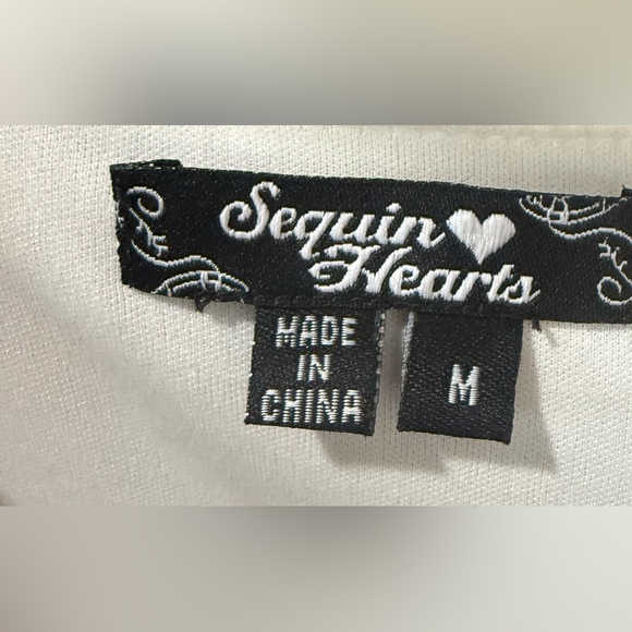 Sequin Hearts Blouson Dress with Multicolor Chevron Sequins- Size Medium - Picture 7 of 11